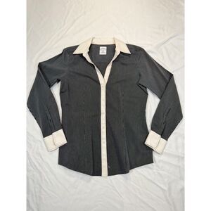 Brooks Brothers 1818 Fitted Pinstripe Shirt Womens 4 Non-Iron Cotton